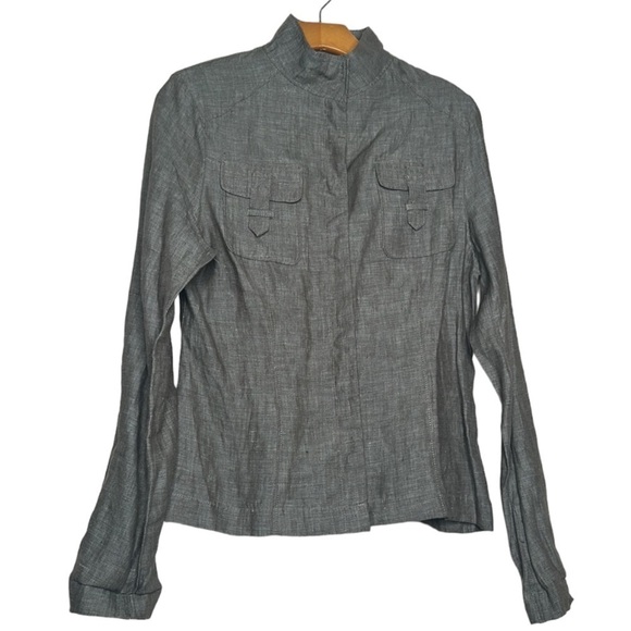 Richard Malcolm Linen Military Style Button Up Top Gray Size 6 - Picture 1 of 9
